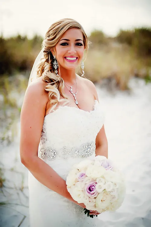 Beach bride with a side braid